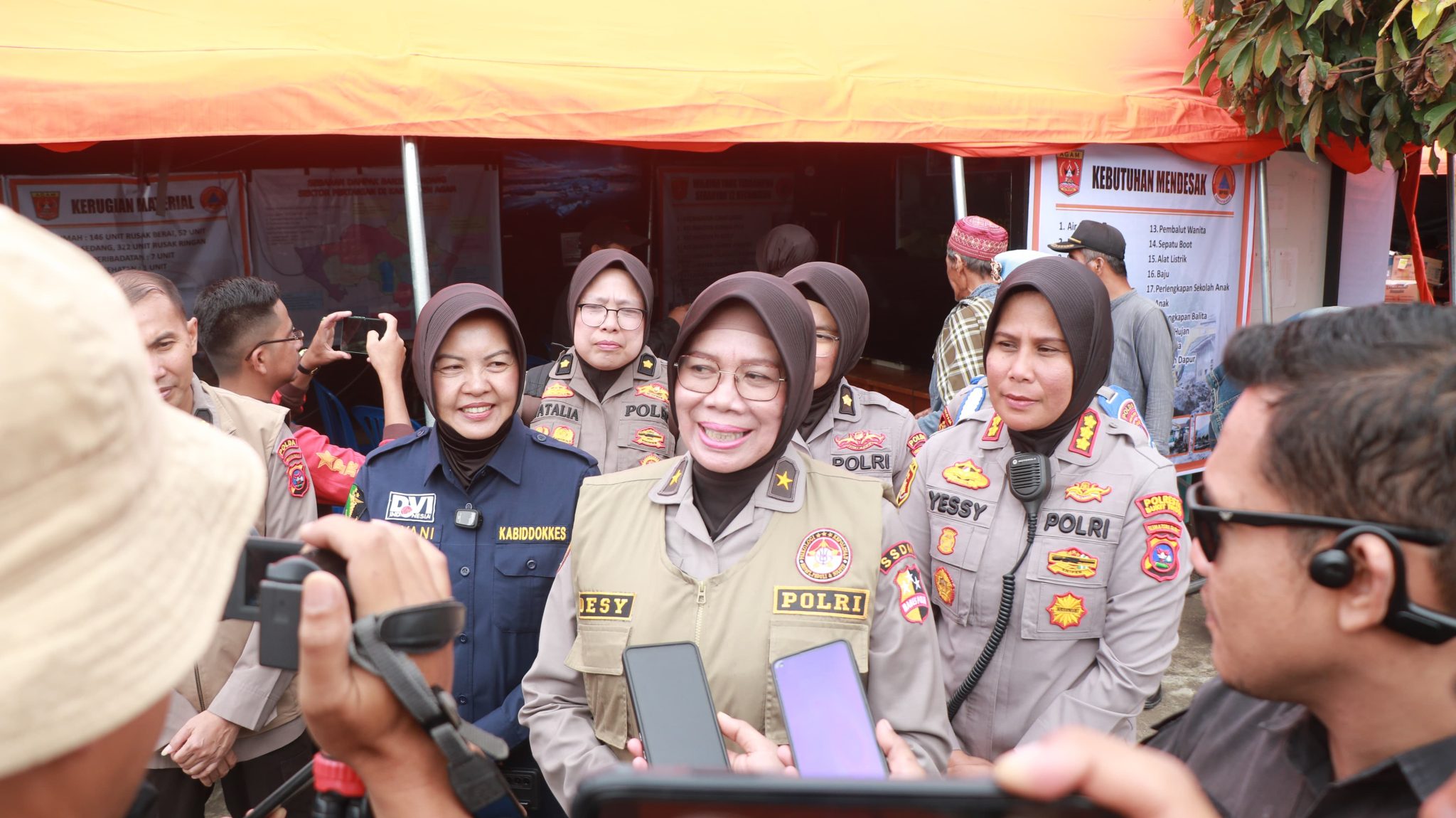 Dari Tanah Datar, Pakor Polwan RI kunjungi Posko Bencana di Bukit Batabuah Canduang Agam