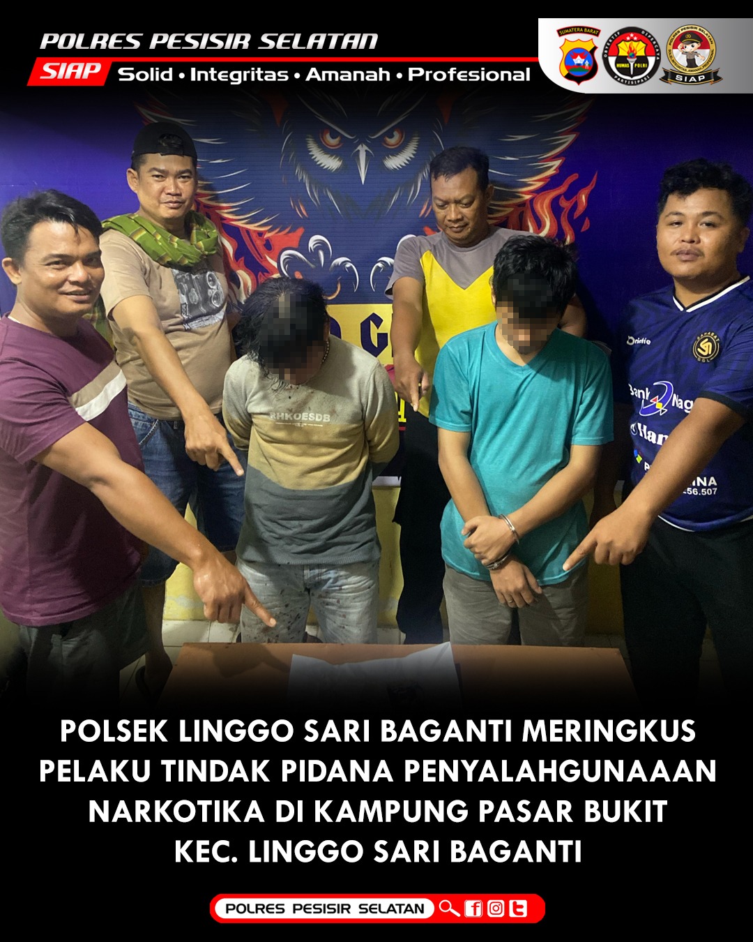 Polsek Linggo Sari Baganti Tangkap Pelaku Narkoba di Kampung Pasar Bukit 