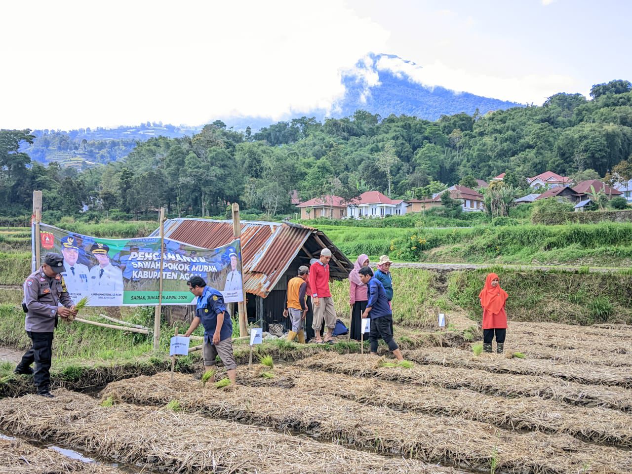 Dukung Program Asta Cita Presiden Dan Jaga Kamtibmas Bhabinkamtibmas Bantu Warga Tanam Benih Padi