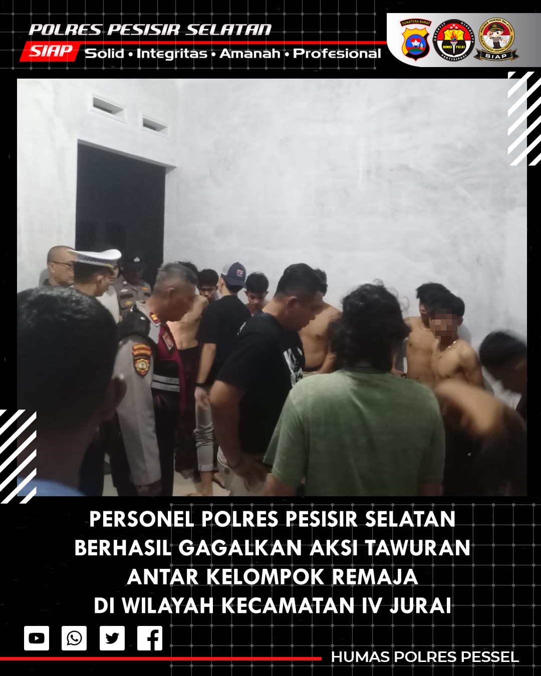 Polres Pesisir Selatan Gagalkan Aksi Tawuran Antar-Kelompok Remaja di Wilayah Pesisir Selatan