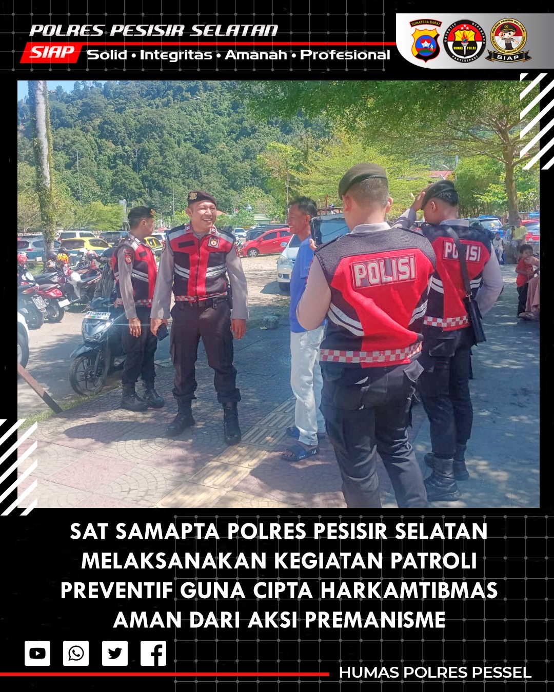 Upaya Preventif Perangi Premanisme dan Pungli, Sat Samapta Polres Pessel Lakukan Patroli Intensif