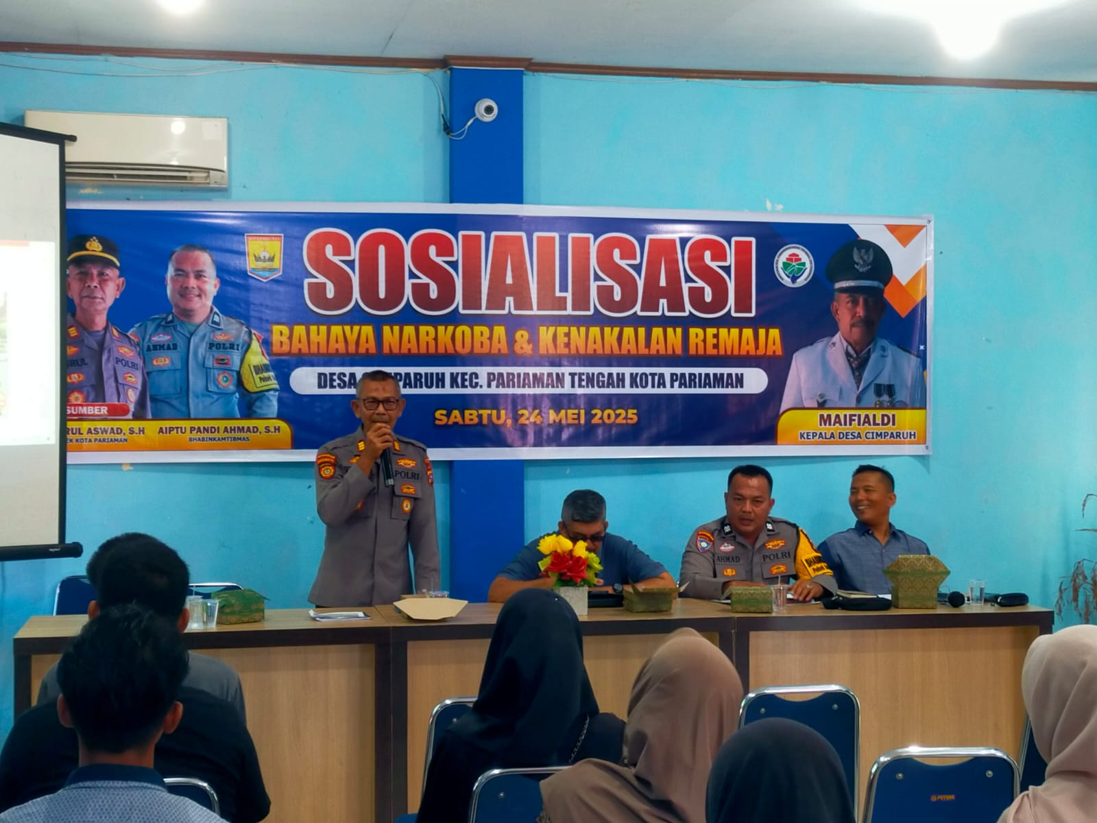 Sosialisasi Bahaya Narkoba dan Kenakalan Remaja di Desa Cimparuh, Kapolsek Kota Pariaman Jadi Narasumber Utama