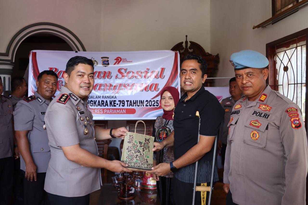 KAPOLRES PARIAMAN GELAR BANTUAN SOSIAL DAN ANJANGSANA DALAM RANGKA HARI BHAYANGKARA KE-79
