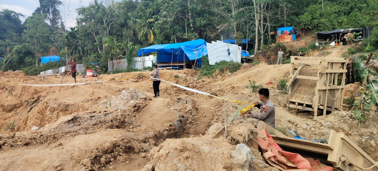 Satgas Anti Ilegal Minning Polres Solok Selatan Tetap Konsisten Berantas Tambang Ilegal, Kali ini di Jorong Sungai Panuah - Abai